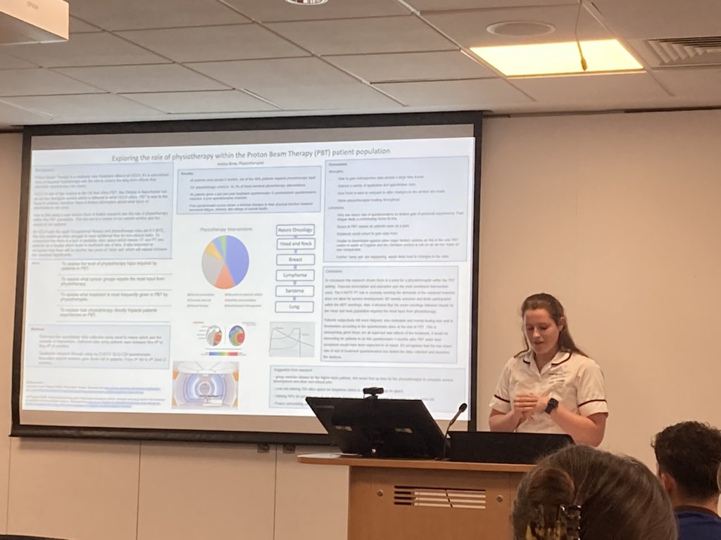 Paving the way 🥾
Exploring the role of physiotherapy in Proton Beam Therapy. 
To support patients who are feeling fatigued and unwell. 

🏃‍♀️Exercise prescription
📖Education

Well done Jess Brew. 
<a href="/uclh/">UCLH</a> 

#ProjectCelebration