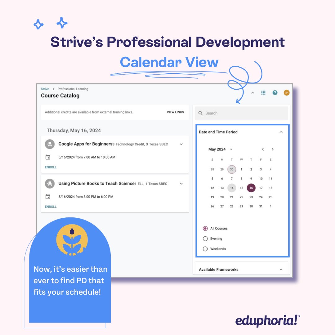 The Calendar View is a new, easy way to find professional learning in Strive! We were very happy to finally provide this much-requested feature!

#professionallearning #educator #education #toolsforteachers