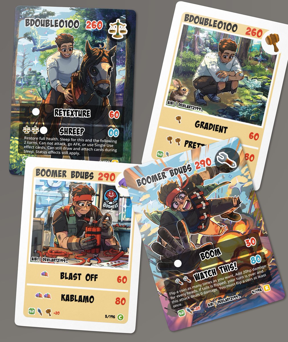 BdoubleO100's tweet image. Let's pause for a moment and appreciate the attention to detail and the care put into the Bdubs season 2 TCG cards by the endlessly talented @DEVILART2199_
pre-orders are live now: creocards.com