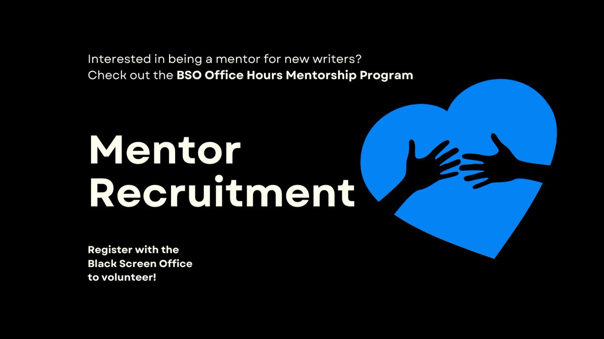 Writers Guild of Canada (@wgctweet) on Twitter photo Attention #CDNscreenwriters! <a href="/BLKScreenOffice/">Black Screen Office | Bureau de l'écran des Noirs</a> is looking for volunteer mentors for the BSO Office Hours Mentorship Program. Share your expertise, connect with emerging talent, grow your knowledge, and help break down access barriers. 👉 See link for info. bso-ben.ca/opportunities/… Attention #CDNscreenwriters! <a href="/BLKScreenOffice/">Black Screen Office | Bureau de l'écran des Noirs</a> is looking for volunteer mentors for the BSO Office Hours Mentorship Program. Share your expertise, connect with emerging talent, grow your knowledge, and help break down access barriers. 👉 See link for info. bso-ben.ca/opportunities/…