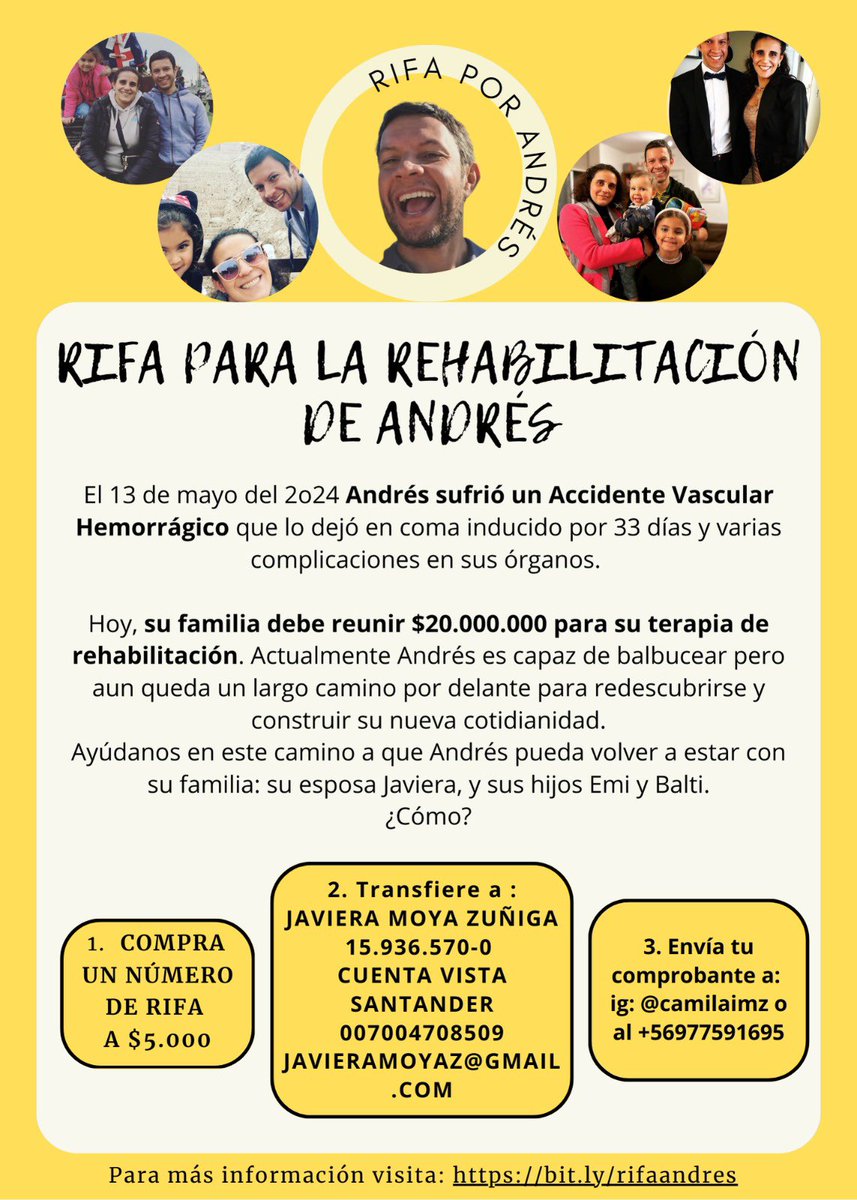 JavieraTO's tweet image. Aún nos falta muchos, no podemos bajar los brazos, requerimos de la ayuda. Agradecemos a todos los que han colaborado, les pedimos compartir para llegar a más personas #rifaporandres #todosporandres #rehabilitacion #acv