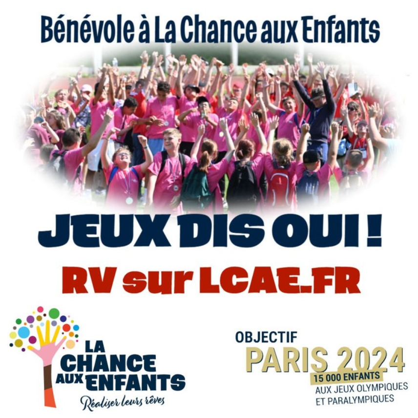 CRIJ Hauts-de-France (@crijhdf) on Twitter photo 🚀La Chance Aux Enfants prépare ce formidable défi ▶️ emmener 15 000 jeunes des <a href="/hautsdefrance/">Région Hauts-de-France</a> de 8 à 16 ans assister aux #JO et Jeux Paralympiques de #Paris2024🥇
👉 L'association recherche des #bénévoles pour encadrer ces enfants
➕infos▶️ lachanceauxenfants.fr 🚀La Chance Aux Enfants prépare ce formidable défi ▶️ emmener 15 000 jeunes des <a href="/hautsdefrance/">Région Hauts-de-France</a> de 8 à 16 ans assister aux #JO et Jeux Paralympiques de #Paris2024🥇
👉 L'association recherche des #bénévoles pour encadrer ces enfants
➕infos▶️ lachanceauxenfants.fr