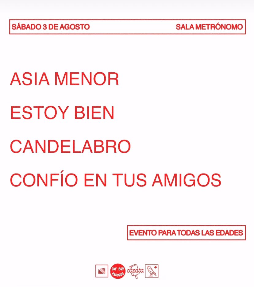 (antes de este tuit quiero aclarar que todas estas bandas me caen bien!!)

el día de esta tocata se va a abrir un vortex, el universo no está acostumbrado al flujo de energía generado por tantas chupadas de pico simultáneamente, afectando la continuidad del espacio tiempo