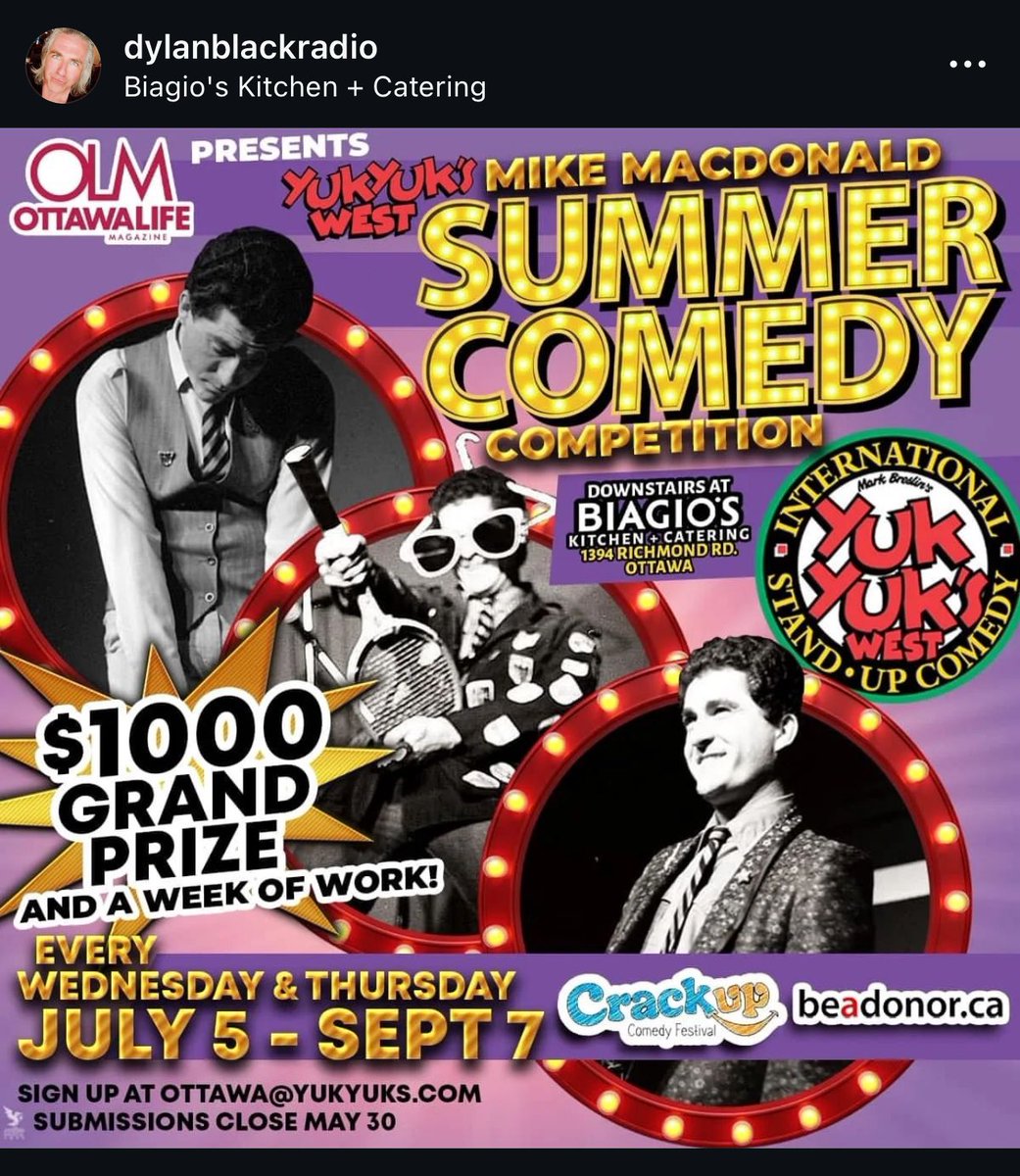 Tonight is the night! ✨

I have judged beauty pageants and #fashionshows but first time I’m judging a #comedy competition! 🤣

Come join me at <a href="/YukYuksOttawa/">Yuk Yuk's Comedy Club Ottawa</a> at 8 pm!

More info via <a href="/dylanblackradio/">Dylan Black</a>:
instagram.com/p/Cwd29pxAnNx/…