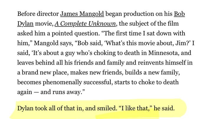 Bob Dylan approves "A Complete Unknown"