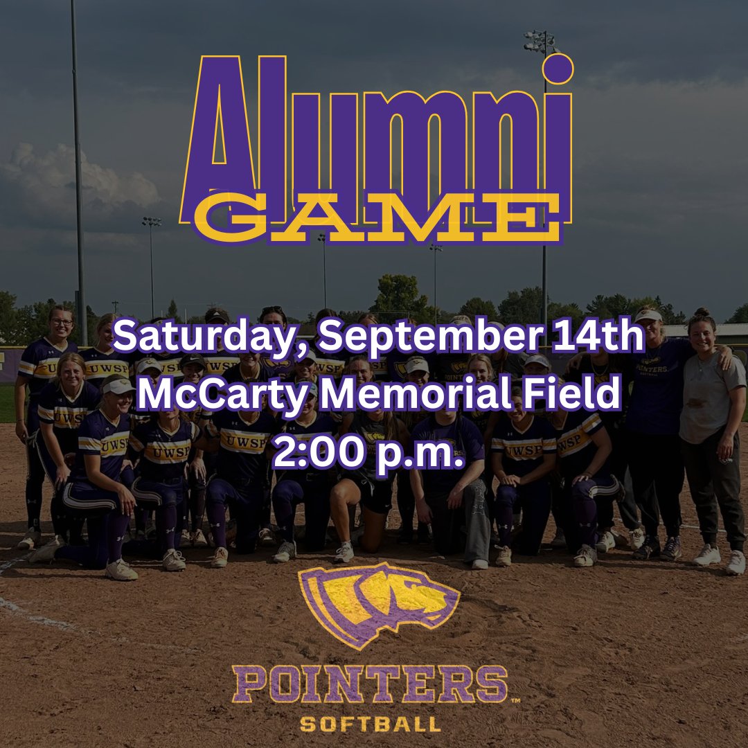 uwsp_softball's tweet photo. 🚨 Attention Pointer Softball Alumni🚨 Mark your calendar for Sept. 14th at 2:00 p.m. for our alumni game! Following the game there will be a post game social!! To RSVP contact Coach Ryan! 

#PointerFamily https://t.co/HcFOKm0YSn