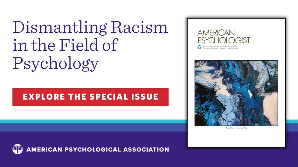 APA Journals (@apa_journals) on Twitter photo Special issue of American Psychologist examines the role of #psychology in perpetuating racial hierarchy & inequities toward communities of color. Featuring the work of <a href="/KevinCokley1/">Kevin Cokley, Ph.D.</a> <a href="/mwkraus/">Michael W. Kraus</a> <a href="/HelenNeville12/">Helen Neville</a> <a href="/rianaelyse/">still not here</a> <a href="/SCTJones/">Shawn C.T. Jones</a> <a href="/JillFishPhD/">Jill Fish</a> <a href="/DGaztambide/">Daniel Gaztambide</a> bit.ly/4fkZOX9 Special issue of American Psychologist examines the role of #psychology in perpetuating racial hierarchy & inequities toward communities of color. Featuring the work of <a href="/KevinCokley1/">Kevin Cokley, Ph.D.</a> <a href="/mwkraus/">Michael W. Kraus</a> <a href="/HelenNeville12/">Helen Neville</a> <a href="/rianaelyse/">still not here</a> <a href="/SCTJones/">Shawn C.T. Jones</a> <a href="/JillFishPhD/">Jill Fish</a> <a href="/DGaztambide/">Daniel Gaztambide</a> bit.ly/4fkZOX9