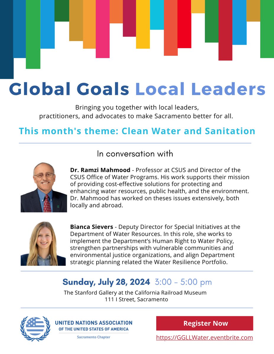 UNA-USA Sacramento (@unausasac) on Twitter photo ๐ฟHey #Sacramento environmental leaders - Come out to support the movement for clean, accessible, and sustainable #water!
GGLLWater.eventbrite.com ๐๏ธ
@350Sacramento <a href="/SacBERC/">Sacramento BERC</a> <a href="/CalGreenAcademy/">California Green Academy ("CalGreen")</a> <a href="/CalReLeaf/">California ReLeaf</a> <a href="/ecosacramento/">Environmental Council of Sacramento (ECOS)</a> <a href="/SacTree/">Sacramento Tree Foundation</a> <a href="/SacSierraClub/">Sierra Club, Sacramento</a> <a href="/SacSunrise/">Sunrise Movement Sacramento</a>
#USAforUN #SDG6 ๐ฟHey #Sacramento environmental leaders - Come out to support the movement for clean, accessible, and sustainable #water!
GGLLWater.eventbrite.com ๐๏ธ
@350Sacramento <a href="/SacBERC/">Sacramento BERC</a> <a href="/CalGreenAcademy/">California Green Academy ("CalGreen")</a> <a href="/CalReLeaf/">California ReLeaf</a> <a href="/ecosacramento/">Environmental Council of Sacramento (ECOS)</a> <a href="/SacTree/">Sacramento Tree Foundation</a> <a href="/SacSierraClub/">Sierra Club, Sacramento</a> <a href="/SacSunrise/">Sunrise Movement Sacramento</a>
#USAforUN #SDG6