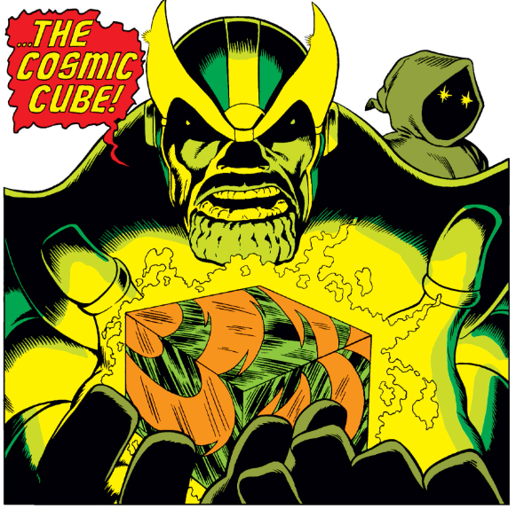 MarvelADay's tweet photo. #MarvelADay #CM28 D’oh! Thanos triumphs while his mysterious Jawa friend watches. - JRW https://t.co/RpPMEScZzp