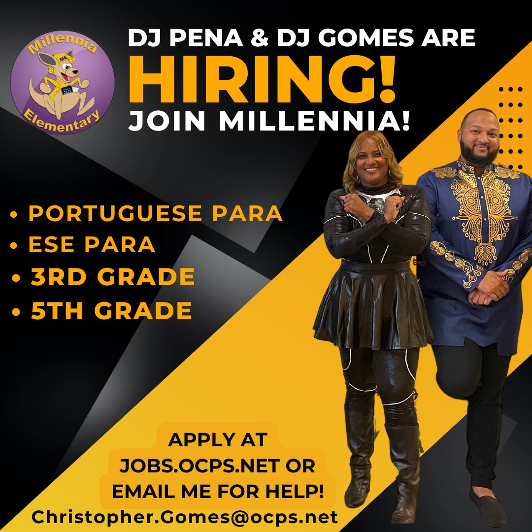 MillenniaOCPS's tweet photo. WE WANT YOU!!! Apply today. I heard the Admin is pretty coool! I’m just saying! 😂❤️
@OCPSJobs #ocps #ocpsjobs https://t.co/3Qk9sQBedP