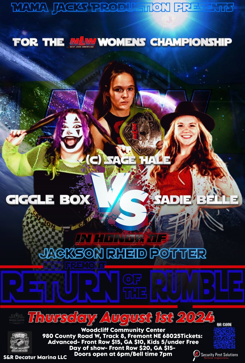 next_wrestling's tweet image. Fremont, Nebraska let's light this party up with a whoop whoop. It will be Next Level Wrestling Women's Champion Sage Hale vs #GiggleBox vs Sadie Belle  for the #NLW Women's #championship!!
Wrestlers Unite and Stand in Support of #JRP!!
Tickets 📷: mjproductions.ticketleap.com/fremont-rumble…