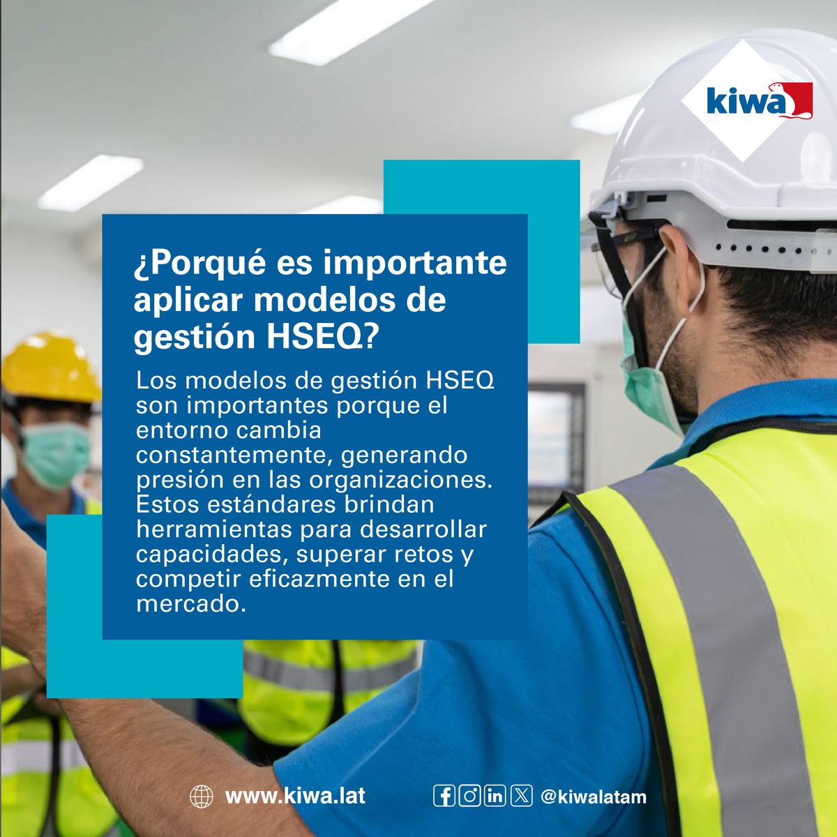 KiwaLatAm's tweet image. ¿𝗤𝘂𝗲́ 𝗲𝘀 𝗛𝗦𝗘𝗤? 🤔
Este sistema de gestión integral ayuda a las organizaciones a cumplir con requisitos legales, mejorar procesos y satisfacer a sus stakeholders. 
👉 Descubre más sobre la importancia de HSEQ para tu empresa.
#HSEQ #SaludSeguridadCalidadAmbiente