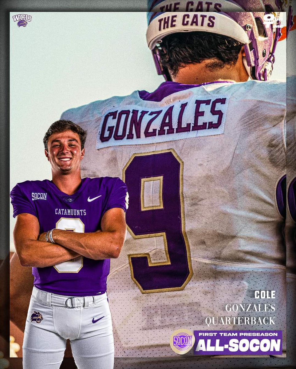 Congratulations to one of our signed athletes, Cole Gonzales, for being named preseason SoCon Offensive Player of the Year!  Go Cats!