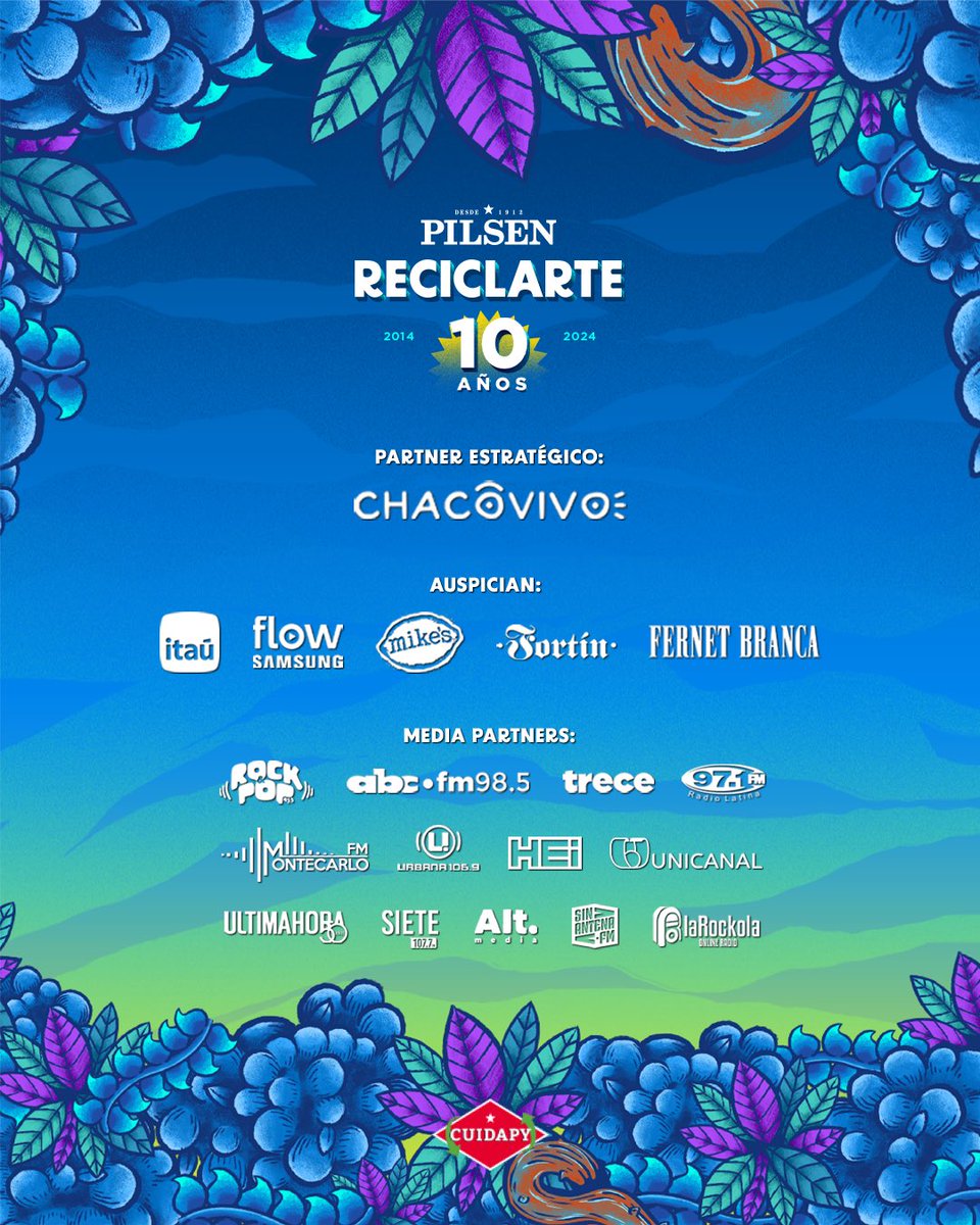 ReciclArtePY's tweet photo. Las entradas para #ReciclArte2024 se van volando‼️🔥 Tené la tuya antes que sea MUY TARDE😉
En septiembre nos cantamos todo para celebrar los 10 años de #ReciclartePy😎🤟
🎟️ @ticketeapy y web en https://t.co/3vTMkb0A91
#Reciclarte10años #ReciclArteEsTodoLoQueEstaBien https://t.co/hchFNhjfDx