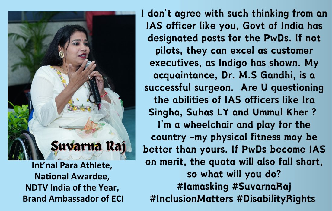 _suvarnaraj's tweet photo. @SmitaSabharwal @SmitaSabharwal 
#InclusionMatters #DisabilityRights #EqualOpportunities #EqualityForAll #AccessibileIndia

@narendramodi @PMOIndia @socialpwds @MSJE_AIC @virendrakumarmp @ANI @PTI_News @UNinIndia https://t.co/7JMDmPxIC1