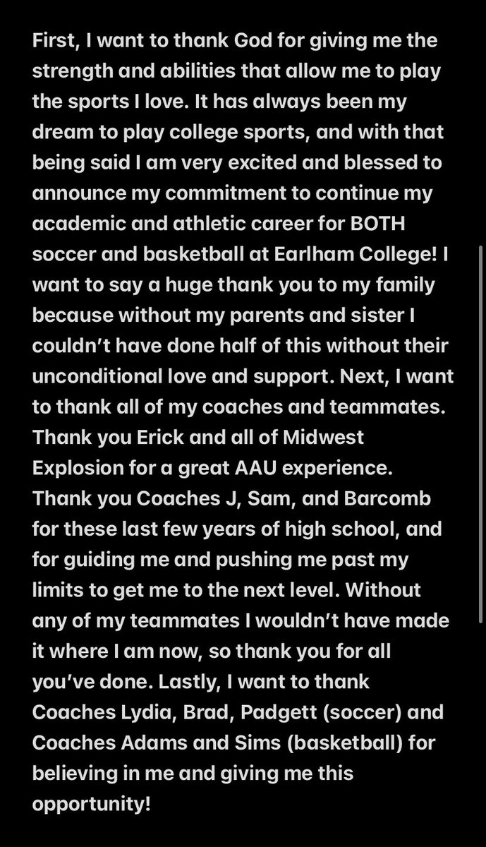 lizgodfrey33's tweet photo. 1000% Committed! Very Blessed to have this opportunity, Go Quakers!

@EarlhamWBB @Oak_soccer @LadyEaglesOH @MidwestExplosi1 https://t.co/dbQl2vkGCe