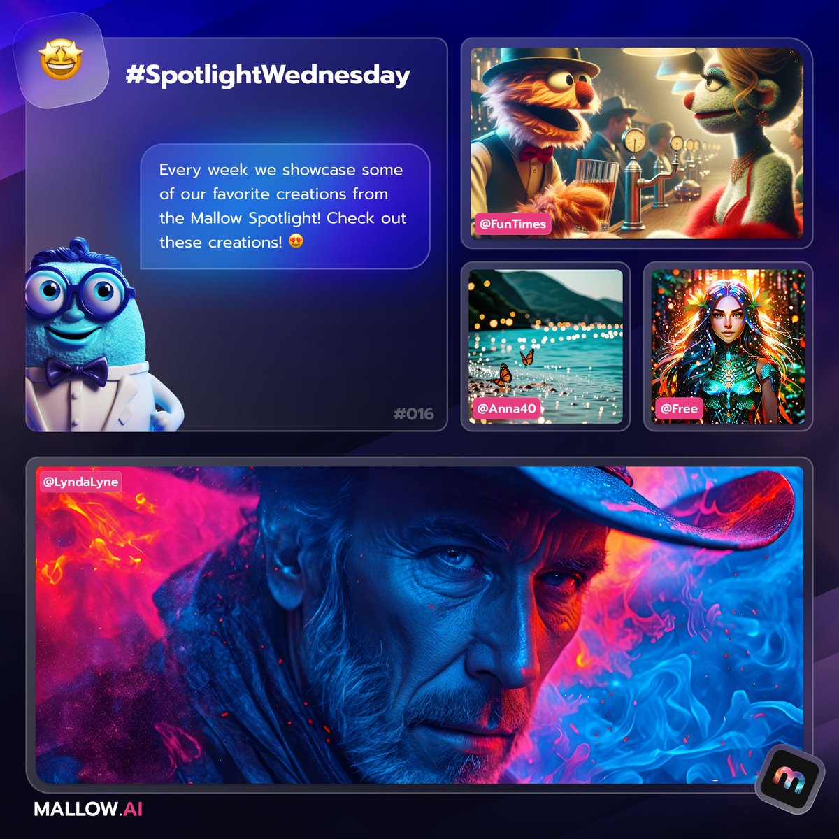 Happy #SpotlightWednesday! 🎉 Dive into these stunning creations from the Mallow community feed and get inspired! 🚀

Want to see your art featured? Join the Mallow community today: Mallow.ai