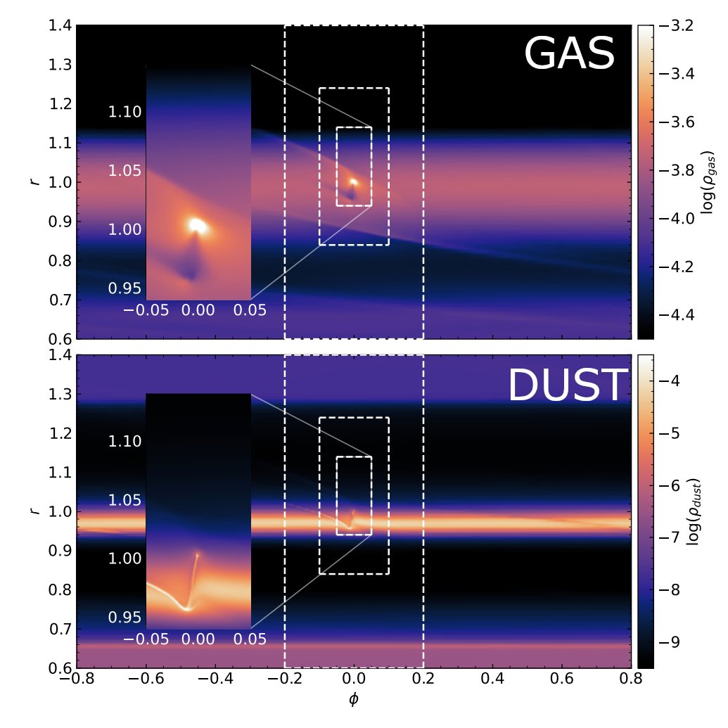 I would like to advertise our recently accepted paper led by David Velasco-Romero at <a href="/Princeton/">Princeton University</a>.  #FARGO3D simulations show that eccentric planets (0.1-8 Earths) can get locked near dust rings due to their own accretion (heating/thermal torque).

Link: arxiv.org/pdf/2407.16546