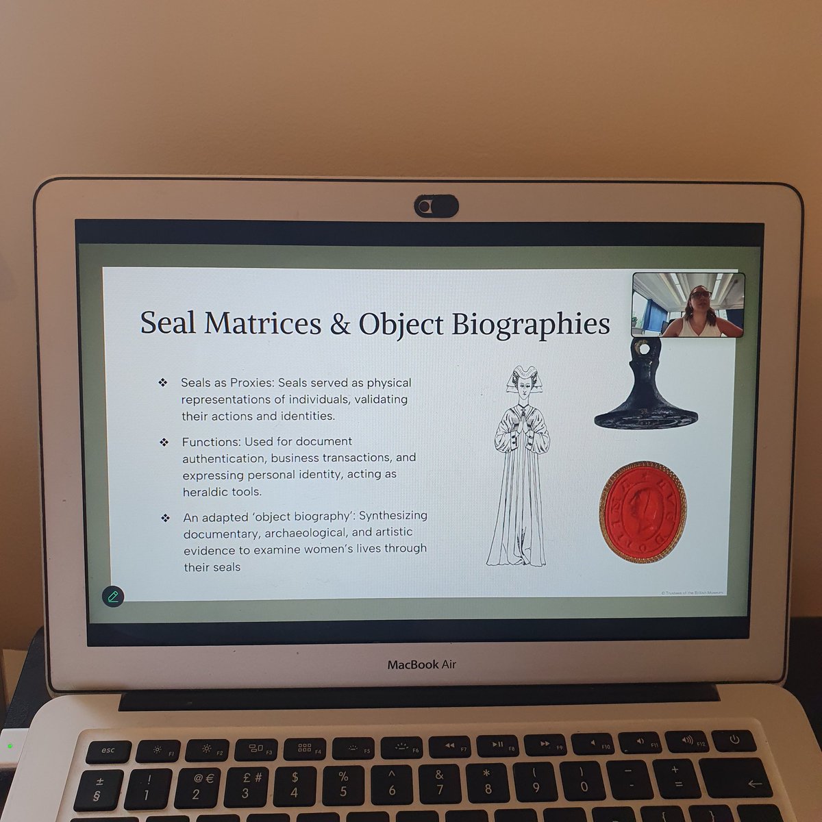meg_sch's tweet photo. The final panel 2 presenter is Jillian Reid on seal matrices and medieval women #ECArch2024 @CIfA_EC https://t.co/V06RB8sqpQ