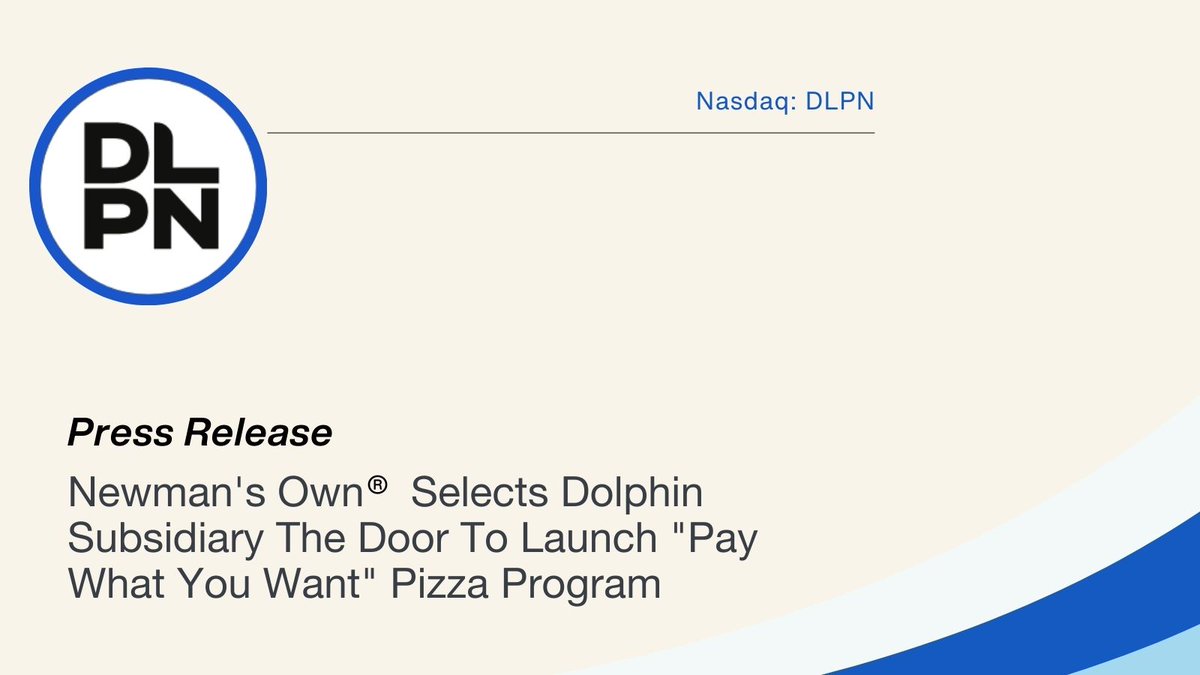 Dolphin Entertainment (@dlpnent) on Twitter photo Newman's Own Selects Dolphin Subsidiary The Door To Launch "Pay What You Want" Pizza Program. Read the press release here: bit.ly/46f89Yh $DLPN #NewmansOwnFoundation <a href="/thedooronline/">The Door</a> <a href="/NewmansOwnFdn/">Newman's Own Foundation</a> <a href="/NewmansOwn/">Newman's Own</a> Newman's Own Selects Dolphin Subsidiary The Door To Launch "Pay What You Want" Pizza Program. Read the press release here: bit.ly/46f89Yh $DLPN #NewmansOwnFoundation <a href="/thedooronline/">The Door</a> <a href="/NewmansOwnFdn/">Newman's Own Foundation</a> <a href="/NewmansOwn/">Newman's Own</a>