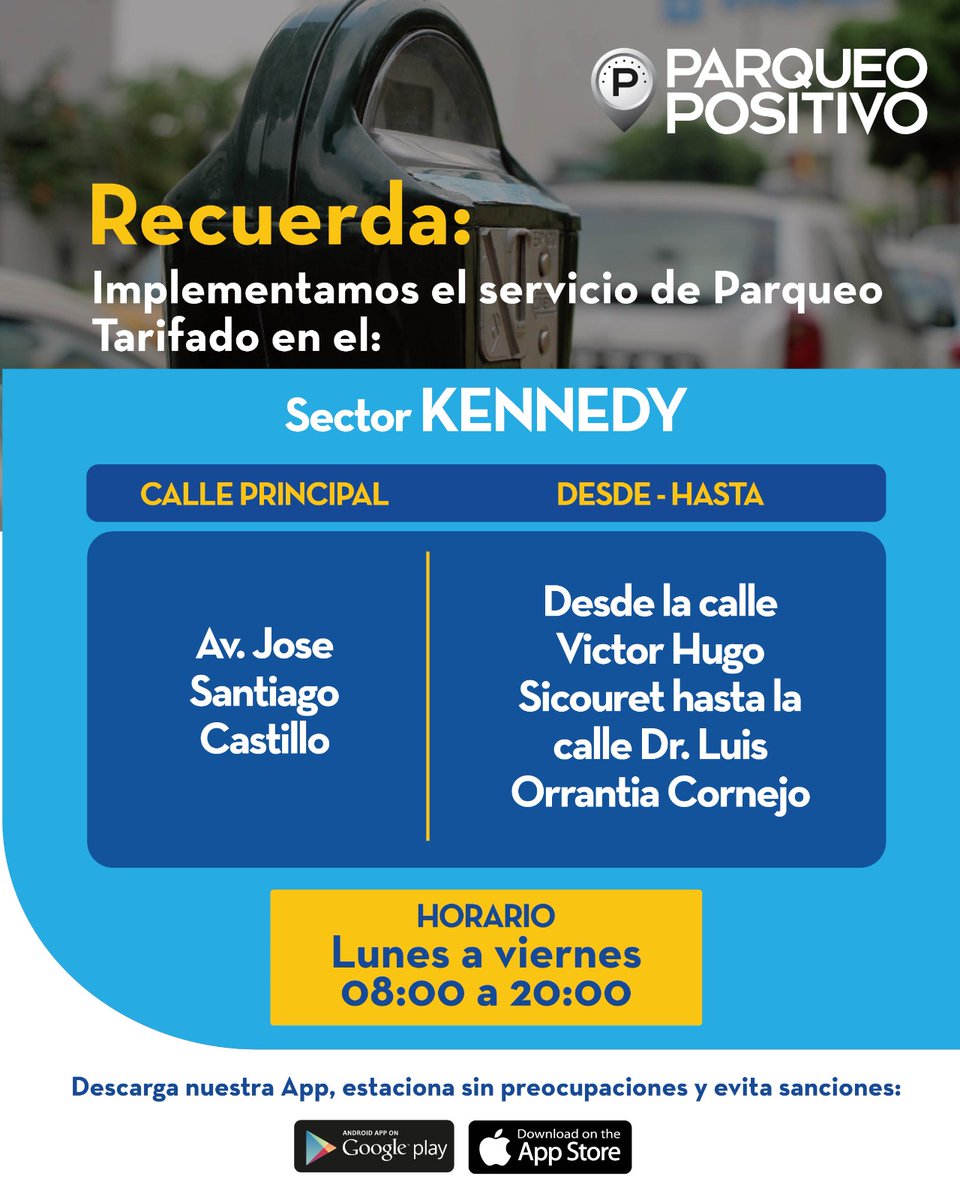 Te recordamos las zonas donde se implementó el servicio de #ParqueoTarifado en el sector #Kennedy.
El horario de operación es de lunes a viernes de 8:00 a 20:00. 
Parquea siempre de manera fácil y evita sanciones.
#ParqueoPositivo
Una ciudad en orden, una ciudad en progreso