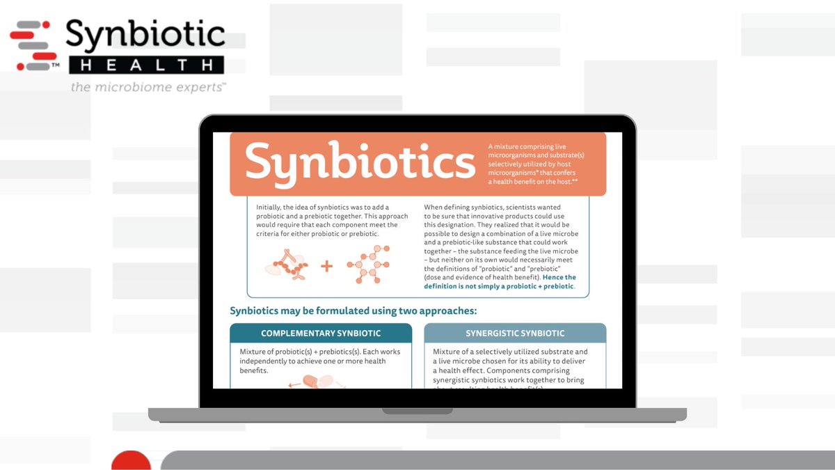 Did you know that the term synbiotic originated in 1995? <a href="/ISAPPscience/">ISAPP</a> has a great infographic with an overview on complementary and synergistic synbiotics.
Check it out here bit.ly/3LzRpBk

Still got questions? Contact us today at health@synbiotichealth.com.