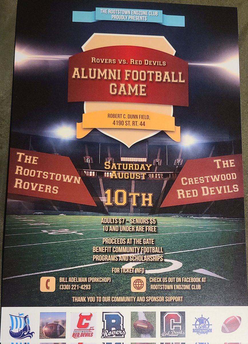 ChopAdelman's tweet photo. August 10th at Robert C Dunn field in Rootstown.  7pm Kickoff https://t.co/wKYsH02wwU