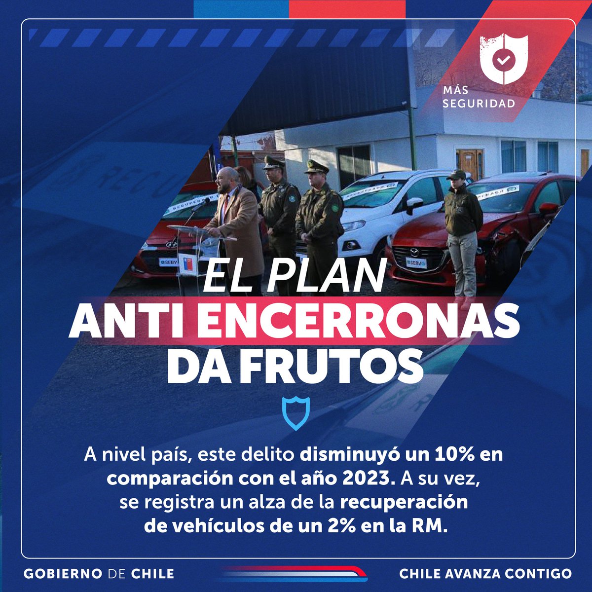 ¡Las calles del país están más seguras! 🇨🇱  En tanto el Bloque Anti-Encerronas de <a href="/Carabdechile/">Carabineros de Chile</a>, que lleva 72 días de funcionamiento, ha dado los siguientes resultados:
✅ 49 casos investigados
✅ 27 personas detenidas
✅ 24 vehículos recuperados