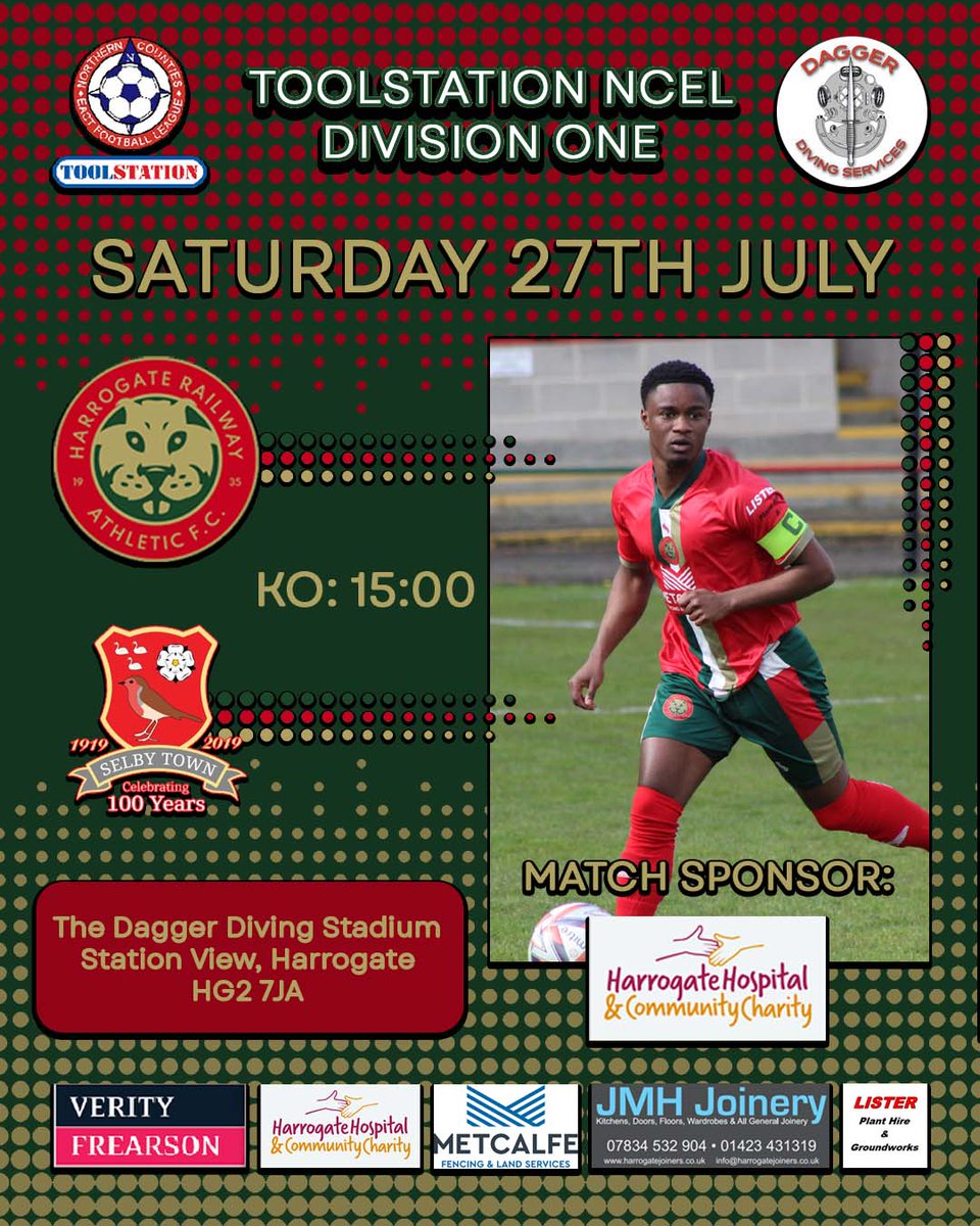 Harrogate Railway Athletic FC (@therailfc) on Twitter photo 3 DAYS until our season starts against <a href="/SelbyTown_FC/">Selby Town FC</a>, who finished below us last season, but claimed all 6 points. Can we return the favour?
Our charity partner <a href="/harrogatehcc/">Harrogate Hospital & Community Charity (HHCC) 🧡</a> will be with us, so bring your loose change, support a great charity & enjoy some great football! 🔴🚂🟢 3 DAYS until our season starts against <a href="/SelbyTown_FC/">Selby Town FC</a>, who finished below us last season, but claimed all 6 points. Can we return the favour?
Our charity partner <a href="/harrogatehcc/">Harrogate Hospital & Community Charity (HHCC) 🧡</a> will be with us, so bring your loose change, support a great charity & enjoy some great football! 🔴🚂🟢