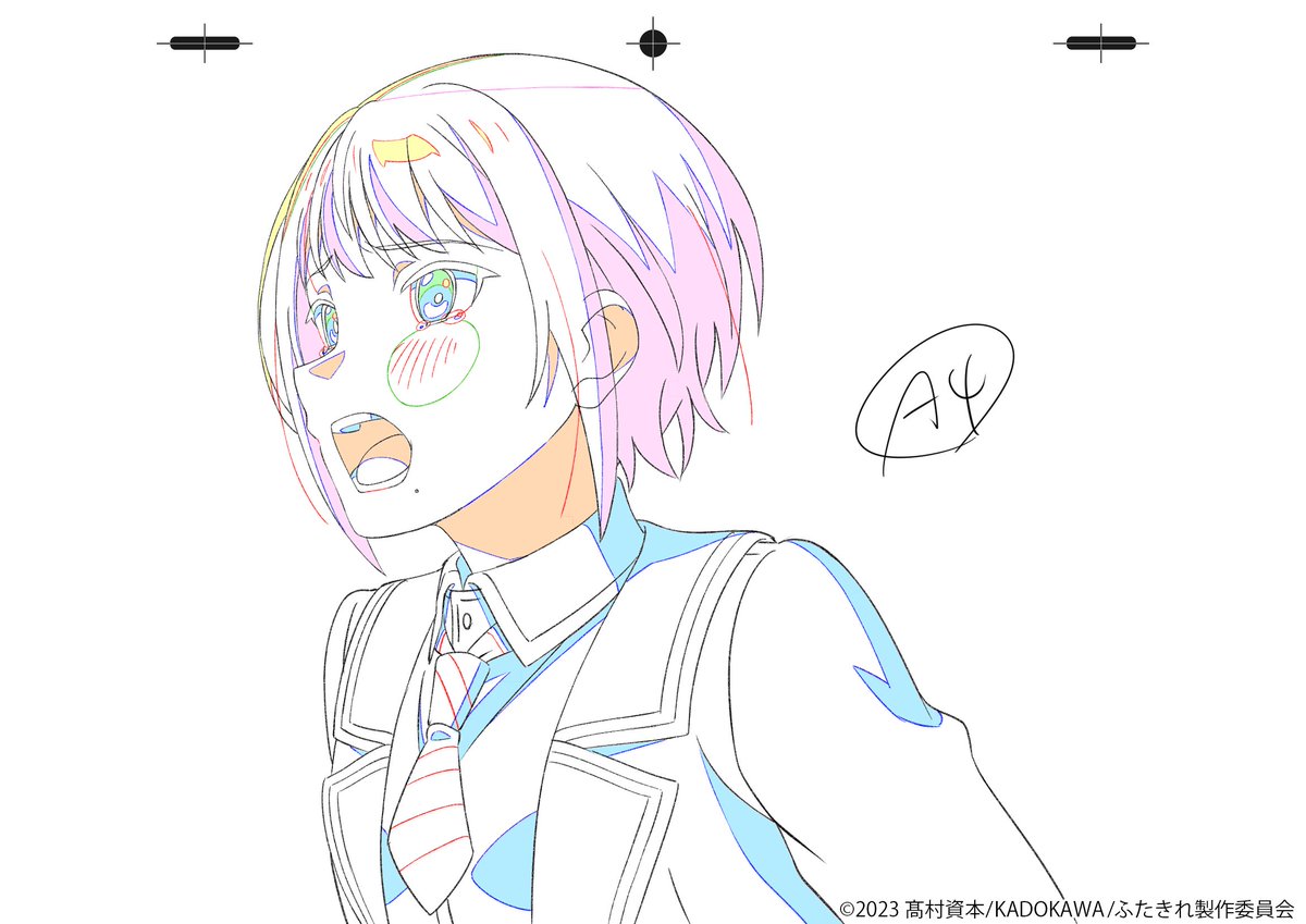 ROLL2__'s tweet photo. #ふたきれ 第3話をご視聴いただき、ありがとうございました✨

【放送記念 原画公開✍】 
第3弾は、二人の涙が印象的なこのシーンから…👀
本編がまだのかたはぜひ二人の涙の理由をチェックしてみてくださいね✅

来週もお楽しみに！💗

アニメ公式Xはこちら💓
@futakire

#恋は双子で割り切れない https://t.co/XWBArjgTdQ