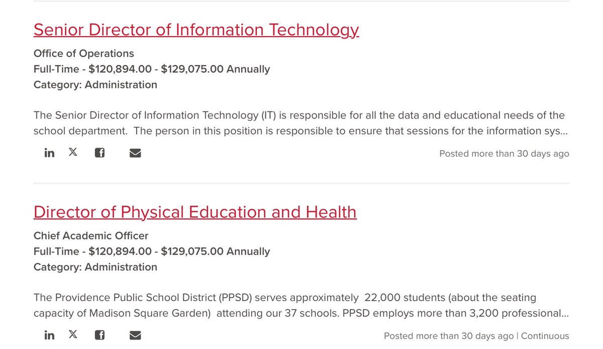 <a href="/DanMcGowan/">Dan McGowan</a> here are some 6 figure jobs <a href="/pvdschools/">Providence Public Schools</a> posting for 24/25. ElemSchoolCounselors worked w/ 9,000 students. Many of these jobs focus on adults. Which would be a better investment for our students? <a href="/pvdschools/">Providence Public Schools</a> <a href="/pvdcitycouncil/">Providence City Council</a> <a href="/PVDMayor/">Mayor Brett Smiley</a> <a href="/TyR_Stephens/">Ty'Relle Stephens</a> <a href="/PPSDTruthTeller/">TruthTeller</a>