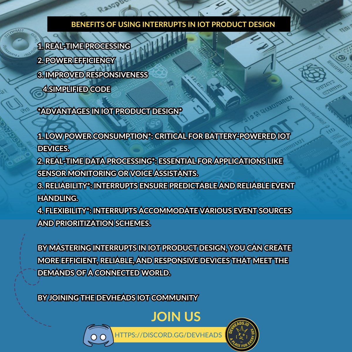 DevHeadsComm's tweet image. Interrupts are a crucial aspect of microcontroller (MCU) programming, enabling efficient and real-time processing of events. 

Here&apos;s how they work:

link server to join us: discord.gg/DevHeads 
.
.

 #interrupt #microcontroller #iotdevices #devheads
