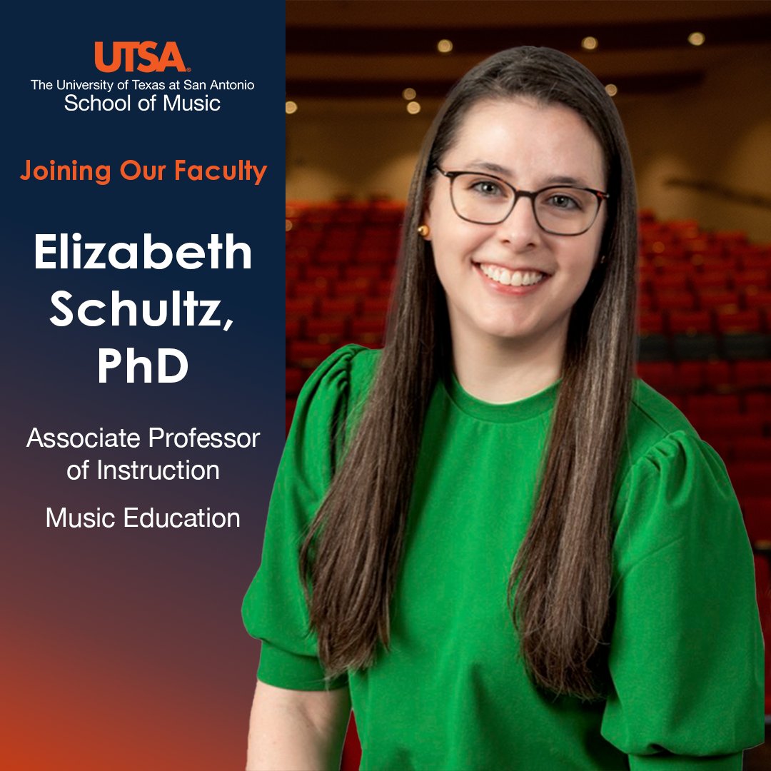 "I am so excited to get to meet the UTSA students, faculty, and staff!" 🎶 🤙 We welcome Dr. Elizabeth Schultz as our newest faculty member for Fall 2024!
#UTSAmusic #musiceducators