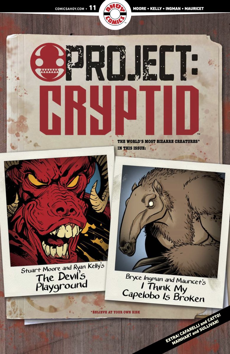 AhoyComicMags's tweet photo. PROJECT: CRYPTID #11 is in stores today! Meet the legendary Jersey Devil in “The Devil’s Playground” by @stuartmoore1 and @funrama — then get a peek at the darker side of showbiz with “I Think My Capebelo is Broken” by @BryceIngman and @Mauricet34.

https://t.co/t44sVilDXJ https://t.co/mKp5k4Jawz