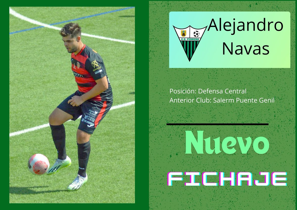 *fichaje* 

Por su parte el nuevo fichaje pontanes Alejandro Navas viene desde el Salerm Puente Genil. Como defensa aportará experiencia y una gran agilidad a la hora de sacar los balones del área.

¡Juntos a por el objetivo!💚🖤