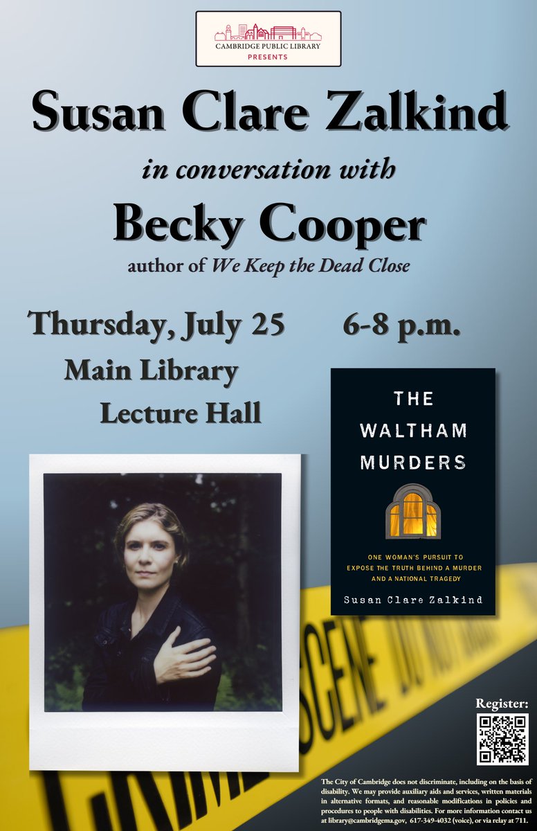 Susan Zalkind (@susanzalkind) on Twitter photo I am very much looking forward to speaking with <a href="/thecooperrrr/">Becky Cooper</a> at <a href="/cambridgepl/">Cambridge Public Library</a> tomorrow 6-8.
In Massachusetts, District Attorneys have jurisdiction over homicides. We Keep The Dead Close is about another murder in Middlesex County and the story is still very much relevant today. I am very much looking forward to speaking with <a href="/thecooperrrr/">Becky Cooper</a> at <a href="/cambridgepl/">Cambridge Public Library</a> tomorrow 6-8.
In Massachusetts, District Attorneys have jurisdiction over homicides. We Keep The Dead Close is about another murder in Middlesex County and the story is still very much relevant today.
