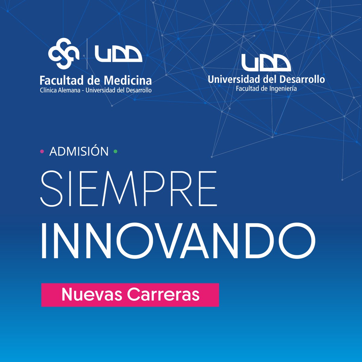 UDD_cl's tweet photo. 💡¡Siempre Innovando! Conoce las nuevas carreras que la UDD comenzará a impartir desde el 2025, además de sus renovados planes de estudio, nuevas menciones y otras novedades para el próximo Proceso de Admisión. 📚

Infórmate más en https://t.co/EGxnvmvXfd🔍

#Admision2025 https://t.co/tJ2YIY2X6B
