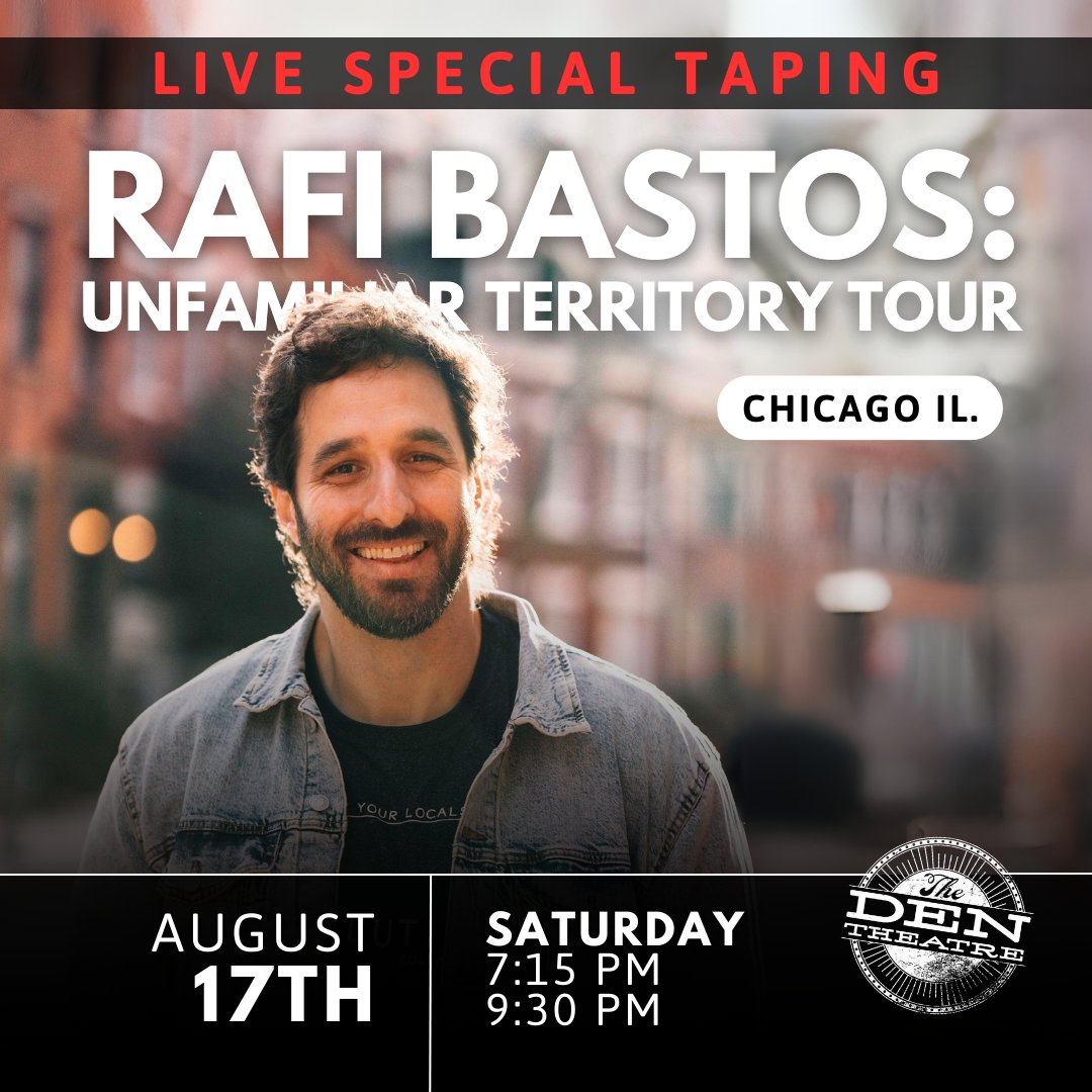 📸 SPECIAL TAPING ALERT 🚨 

Your favorite Brazilian comedian, Rafi Bastos, is making his way to The Den Theatre on August 17th!✨

🎟️l8r.it/rM2Q