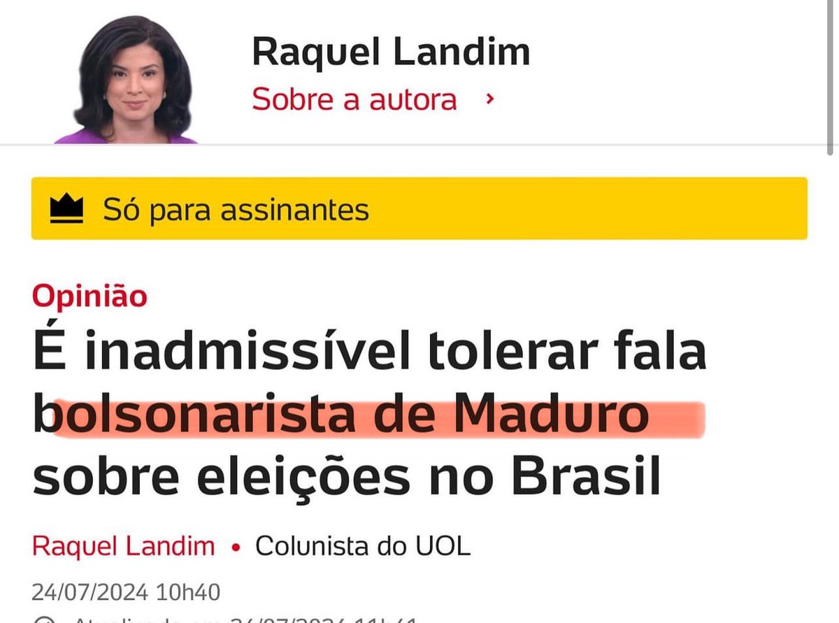 Lembra quando Maduro disse que haverá banho de sangue caso não ganhe a eleição? Querem colocar a fala do parceiro de Lula na conta do Bolsonaro. INACREDITÁVEL.