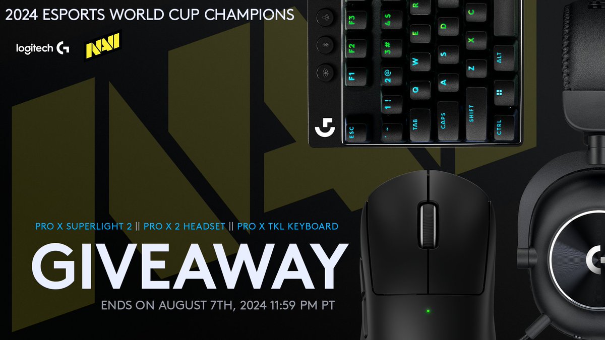 NAVI's Counter-Strike 2 team has triumphed at the Esports World Cup, and we’re celebrating their incredible victory with an epic PRO Kit Bundle! 

🏆 Follow @logitechgesport and <a href="/natusvincere/">NAVI</a>
🏆 Retweet
🏆 Like
🏆 Redeem: gleam.io/ukpIr/navi-esp…

#EsportsWorldCup #navination