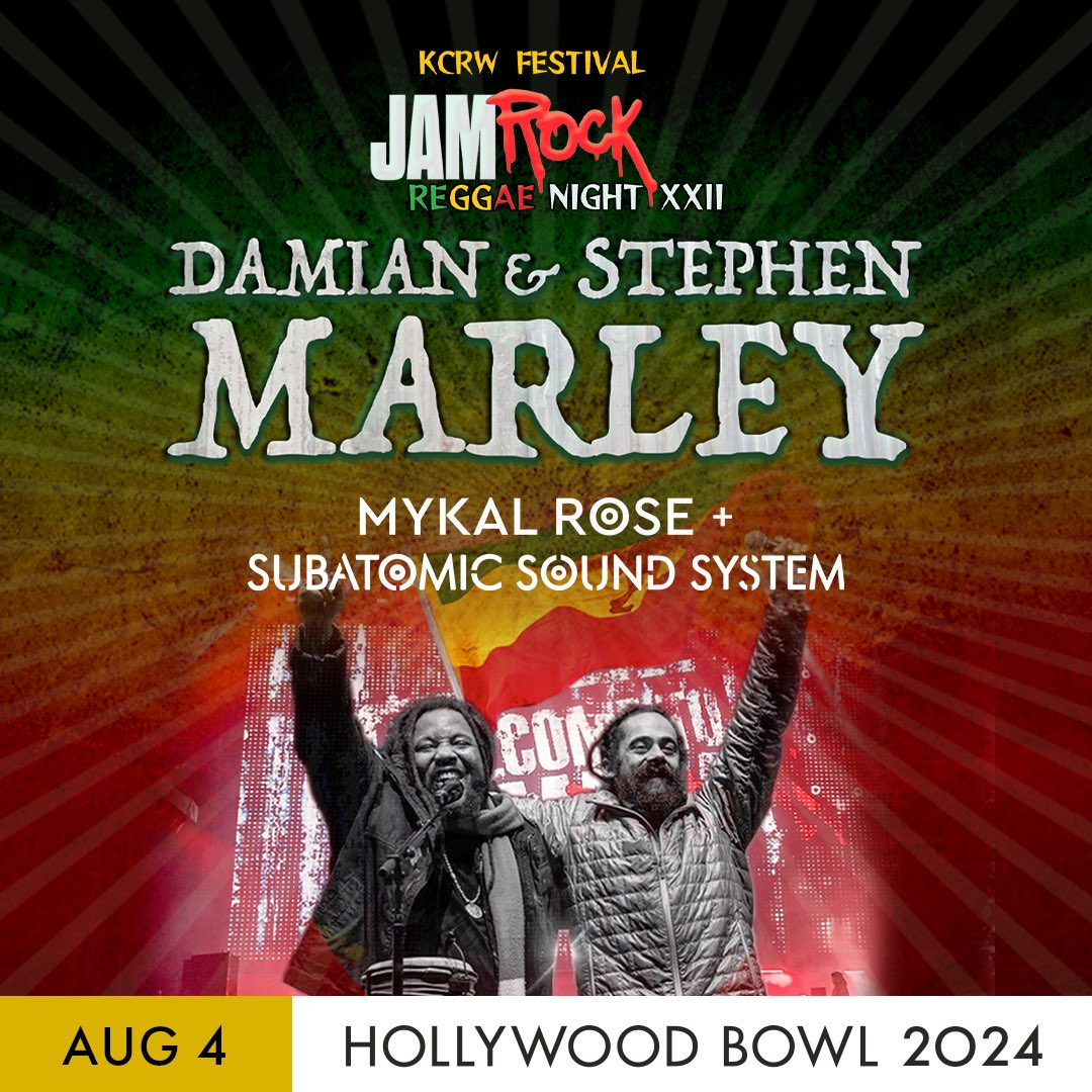 Stephen Marley (@stephenmarley) on Twitter photo Los Angeles! See you at <a href="/HollywoodBowl/">Hollywood Bowl</a> on Sunday, August 4th with with my brother @DamianMarley for Jamrock Night, with special guests <a href="/MykalRose1/">Mykal Rose</a> & <a href="/SubatomicSound/">SubatomicSoundSystem</a> 💚💛❤️ hollywoodbowl.com/events/perform… Los Angeles! See you at <a href="/HollywoodBowl/">Hollywood Bowl</a> on Sunday, August 4th with with my brother @DamianMarley for Jamrock Night, with special guests <a href="/MykalRose1/">Mykal Rose</a> & <a href="/SubatomicSound/">SubatomicSoundSystem</a> 💚💛❤️ hollywoodbowl.com/events/perform…