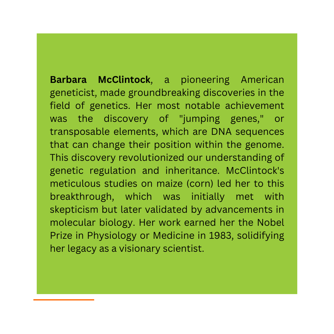 Barbara McClintock's work on "jumping genes" in maize won her the 1983 Nobel Prize in Physiology or Medicine. The award organization lists this as "for her discovery of mobile genetic elements".
Image attribution : Smithsonian Institution/Science Service #genetics #biotechnology