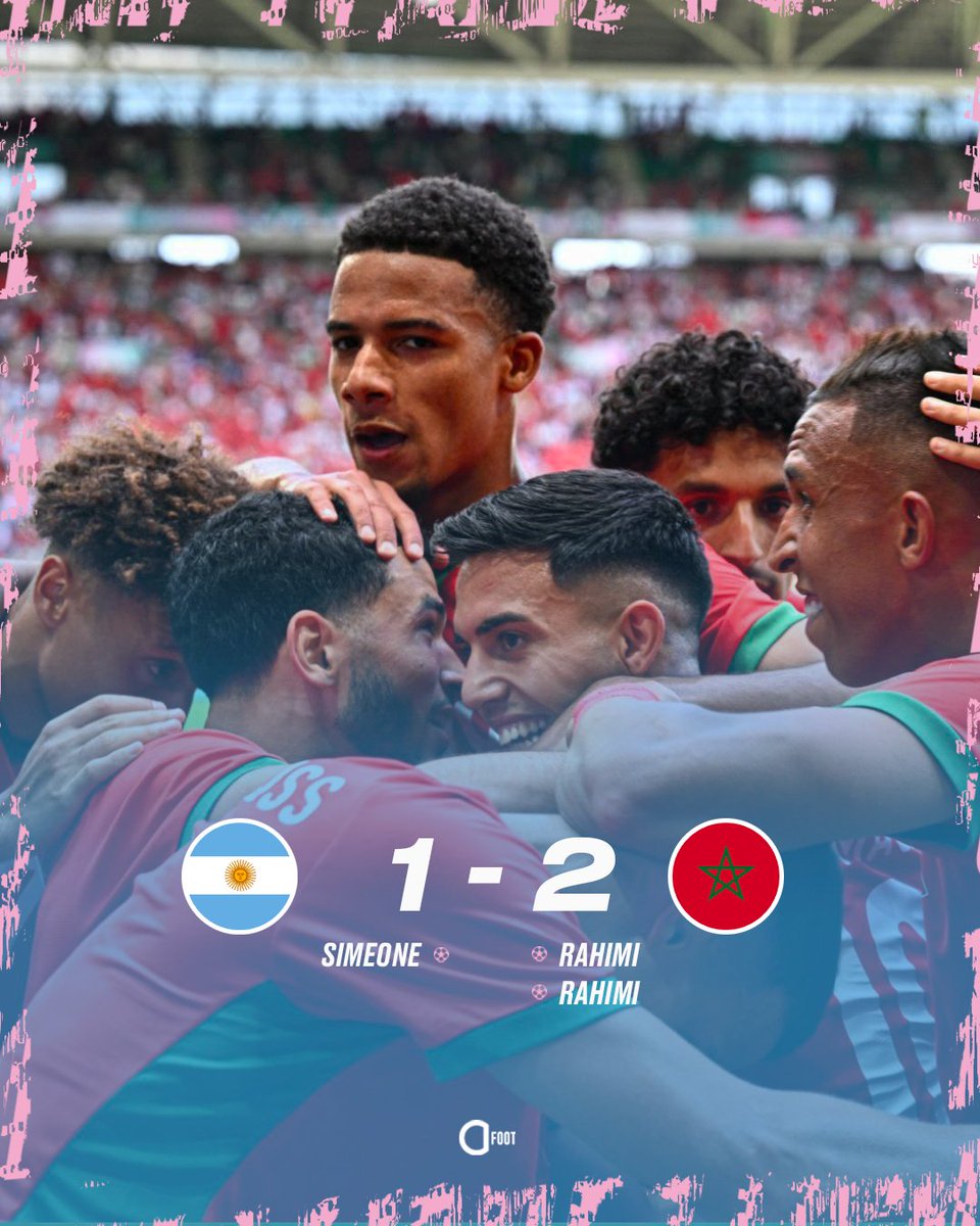 🚨 𝗟𝗘 𝗠𝗔𝗥𝗢𝗖 🇲🇦 𝗕𝗔𝗧 𝗙𝗜𝗡𝗔𝗟𝗘𝗠𝗘𝗡𝗧 𝗟'𝗔𝗥𝗚𝗘𝗡𝗧𝗜𝗡𝗘 🇦🇷 !

La rencontre a démarré à 15h. Elle se finit finalement à 19h07. 😭

C'est la première fois qu'on voit ça. Deux heures après avoir été marqué, la VAR annule le but de l'Argentine.

Le Maroc remporte donc