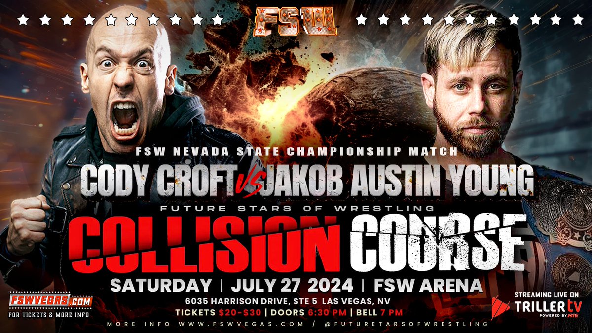 FSWVegas's tweet image. THIS SATURDAY in #LasVegas on @FiteTV+!

Featuring
- NV State: JAY vs CTC
- Women's: Mazzerati vs Blair 
- No Limits: Drake vs Aven
- #BBC defend the Tag Titles
- Can Kenny King fix #LightsCameraFaction? 
- Judah vs Sugar Toilet + more!

Ticket + Streaming links in the bio!