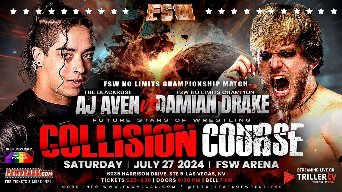 FSWVegas's tweet image. THIS SATURDAY in #LasVegas on @FiteTV+!

Featuring
- NV State: JAY vs CTC
- Women's: Mazzerati vs Blair 
- No Limits: Drake vs Aven
- #BBC defend the Tag Titles
- Can Kenny King fix #LightsCameraFaction? 
- Judah vs Sugar Toilet + more!

Ticket + Streaming links in the bio!