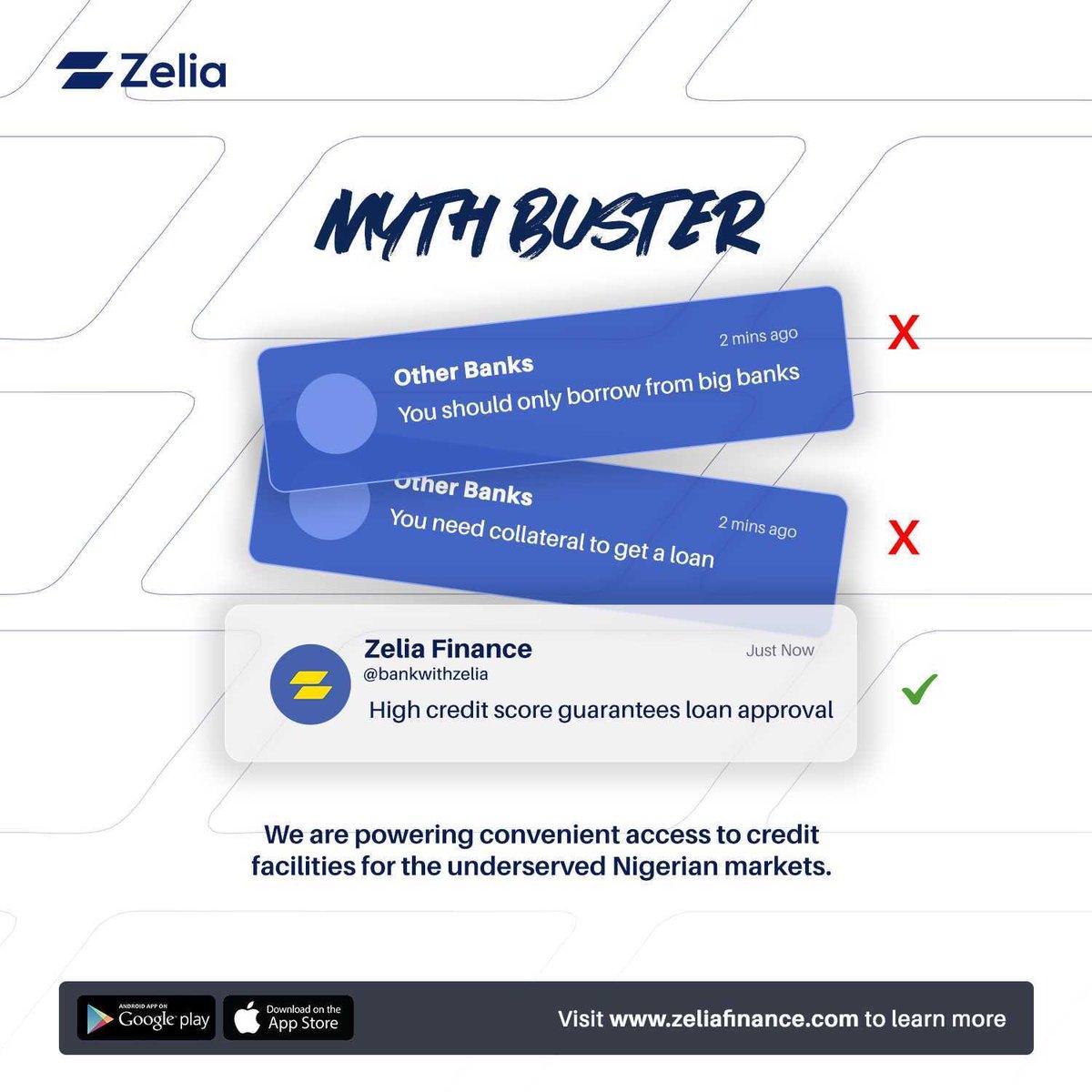 BankWithZelia's tweet photo. Loans can be a powerful financial tool, but misconceptions often prevent individuals from using them effectively. Let us provide the credit facility you need. Download the Zelia app today! 🌟 https://t.co/16WMzUrXGu