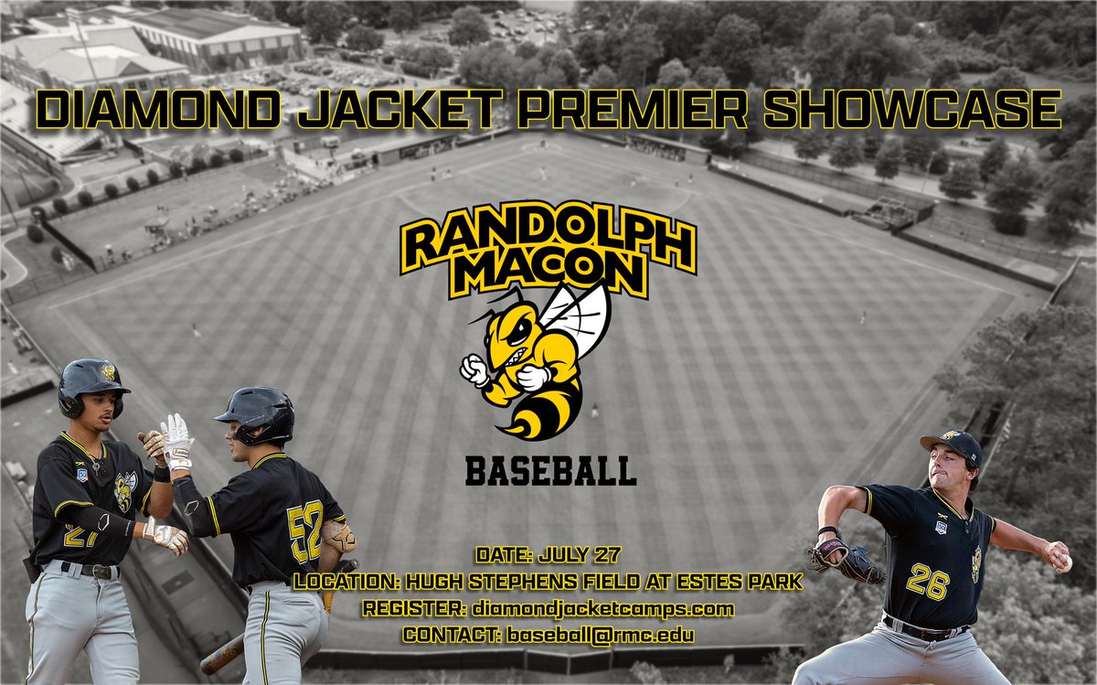 Jacob Selden (@jacobselden_9) on Twitter photo We only have 4 SPOTS REMAINING for our Diamond Jacket Premier Showcase!
๐๏ธ: July 27th
๐: Hugh Stephens Field at Estes Park
๐: Rapsodo Pitching Reports (Purchase Day of Camp)
Register at diamondjacketcamps.com
Questions: Email baseball@rmc.edu We only have 4 SPOTS REMAINING for our Diamond Jacket Premier Showcase!
๐๏ธ: July 27th
๐: Hugh Stephens Field at Estes Park
๐: Rapsodo Pitching Reports (Purchase Day of Camp)
Register at diamondjacketcamps.com
Questions: Email baseball@rmc.edu