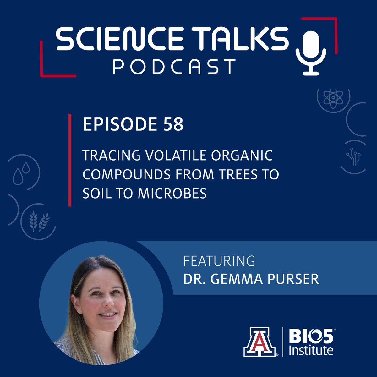 BIO5 Institute (@uazbio5) on Twitter photo Learn about atmospheric and analytical chemistry with Dr. Gemma Purser <a href="/Mousk13/">Dr. Gemma Purser</a> with the @DrLauraMeredith lab in our latest Science Talks podcast: Tracing volatile organic compounds from trees to soil to microbes.
Listen and read the full interview: bit.ly/3SnyxJx Learn about atmospheric and analytical chemistry with Dr. Gemma Purser <a href="/Mousk13/">Dr. Gemma Purser</a> with the @DrLauraMeredith lab in our latest Science Talks podcast: Tracing volatile organic compounds from trees to soil to microbes.
Listen and read the full interview: bit.ly/3SnyxJx