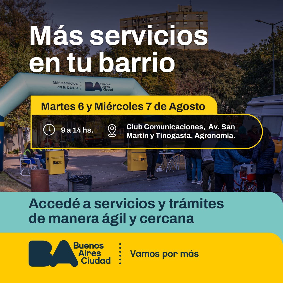 bacomuna15's tweet image. 🏘️ Más servicios en tu barrio 🏘️ 

⏩ Deslizá para conocer que trámites podrás hacer⏩

🗓️Martes 6 y miércoles 7 de Agosto

📍Club Comunicaciones

🕢 9 a 14h