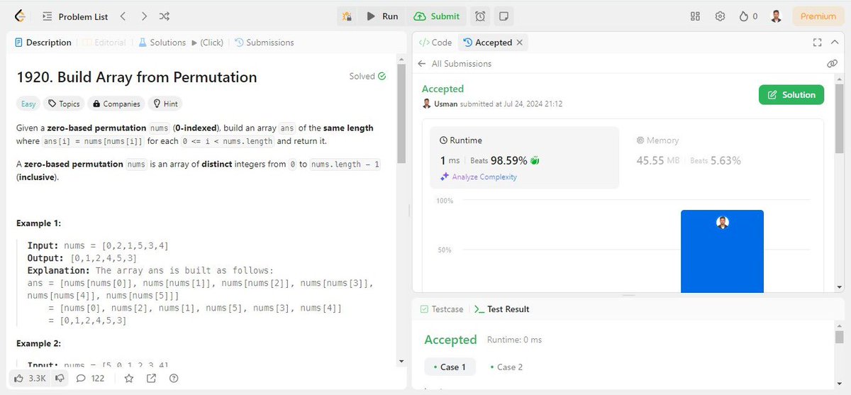 Usman971982's tweet photo. #Day13 of My DSA Learning

Solving Problems with binary search like:
Search in Rotated sorted array
Rotation Count in Rotated array

Practicing Array problems:
Today I had started with Leetcode easy and solved : leetcode : 1920 &amp; 1929

#Coding 
#LearnInPublic  #Java #DSAWithKunal https://t.co/iTSzmoGVXS